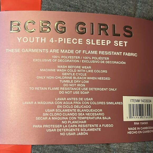 GIRLS YOUTH 4-PIECE SLEEP SET - Picture 4 of 5